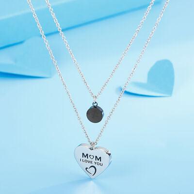 Stainless Steel Double-Layered Heart Pendant Necklace - Miami beauty1