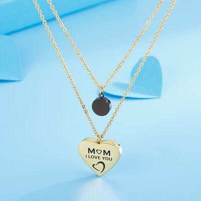 Stainless Steel Double-Layered Heart Pendant Necklace - Miami beauty1