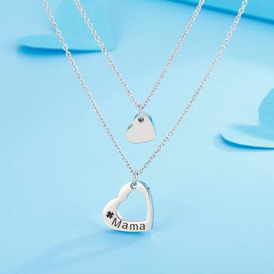 Stainless Steel Cutout Heart Double-Layered Necklace - Miami beauty1