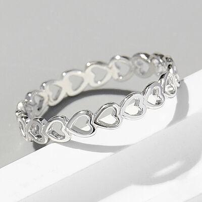 925 Sterling Silver Heart Link Ring - Miami beauty1