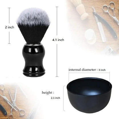 Hot Sell Mens Shaving Brush Kits Men Beard Grooming Care Kit Vegan Shaving Brush Set with Acrylic Stand and Steel Bowl - Miami beauty1