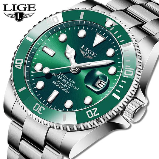 Lige 10045 Fashion Mens Wrist Waterproof Luxury Watch Reloj Male Stainless Steel Wristwatches Quartz Watches - Miami beauty1