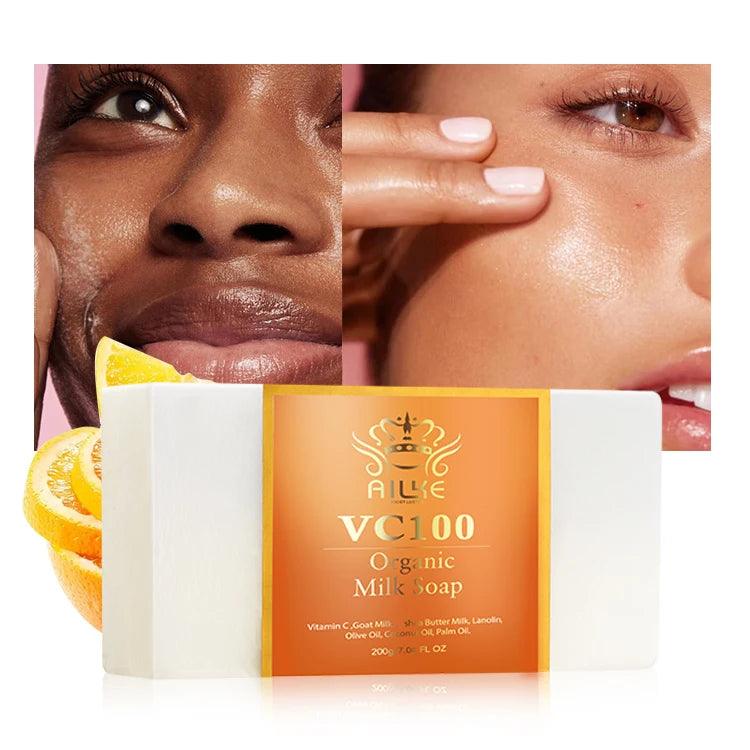 Women Face Skin Care Beauty Moisturizing Brightening Whitening Facial Cleanser Body Wash Goat Milk Vitamin C Bath Soap Organic - Miami beauty1