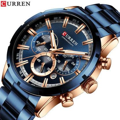 CURREN 8355 Factory Direct New Fashion Watches Reloj Relogio Silver Dials Chronograph Water Resistant Stainless Steel Band Watch - Miami beauty1