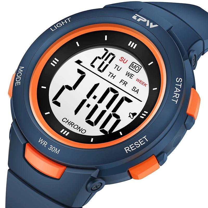 3ATM Waterproof Digital Watch for Sport People Teenager Students 40mm Dial ABS Case with Light Day/Date Feature - Miami beauty1