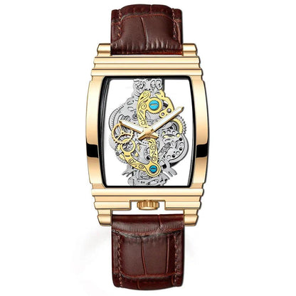 Hot Custom Wholesale Men Gold Skeleton Automatic Quartz Wrist Watches Luxury - Miami beauty1