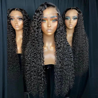 30 32 34 36 38 40 50 inch Human Hair Lace Front Wigs For Black Women Straight Deep Wave Kinky Curly Virgin Raw Indian Hair Wigs - Miami beauty1