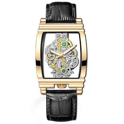 Brand Square Luxury Men Gold Tourbillon Skeleton Automatic Quartz Wrist Watches For Men - Miami beauty1