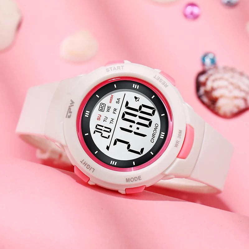 3ATM Waterproof Digital Watch for Sport People Teenager Students 40mm Dial ABS Case with Light Day/Date Feature - Miami beauty1