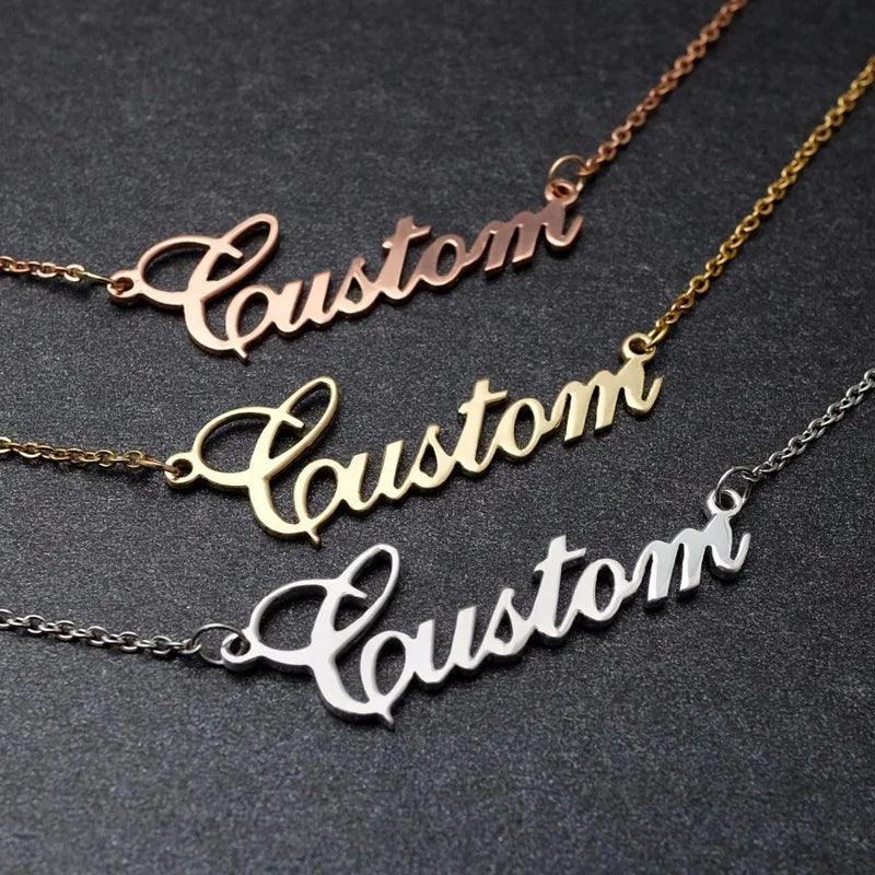 18k Gold Plated Name Necklace Personalized Custom Stainless steel Initial Name Letter Choker for Men Women Jewelry Necklaces - Miami beauty1