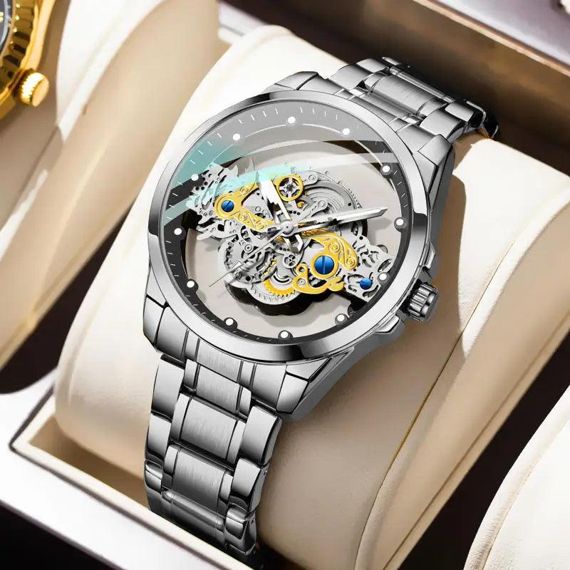 Brand Square Luxury Men Gold Tourbillon Skeleton Automatic Quartz Wrist Watches For Men - Miami beauty1