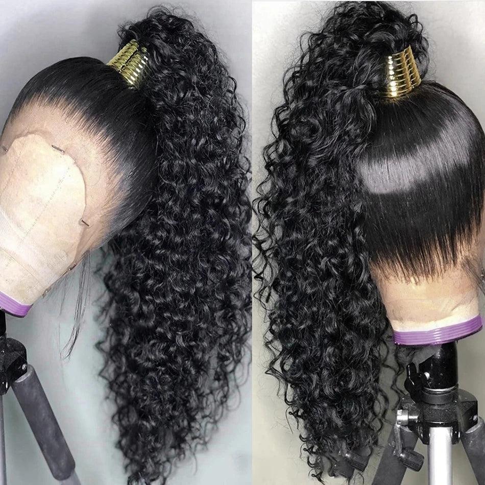 Kinky Curly Wigs Human Hair Lace Front Brazilian Virgin Hair 360 Full Lace Human Hair Wigs For Black Women Hd Lace Frontal Wig - Miami beauty1