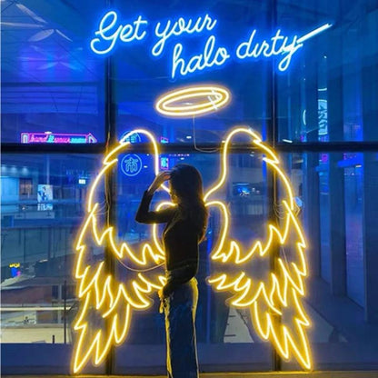 Drop shipping LED Illuminated Logo Acrylic Wing Love Wedding Custom Neon Signs Word Lights for Home Bar - Miami beauty1