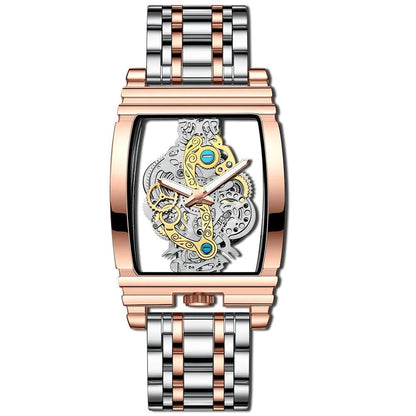 Brand Square Luxury Men Gold Tourbillon Skeleton Automatic Quartz Wrist Watches For Men - Miami beauty1