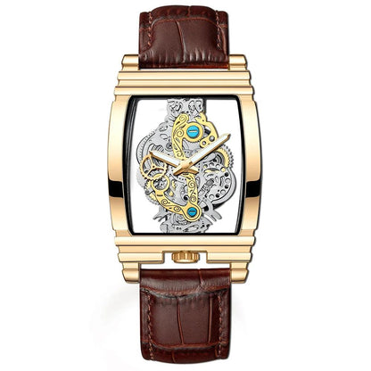 Brand Square Luxury Men Gold Tourbillon Skeleton Automatic Quartz Wrist Watches For Men - Miami beauty1