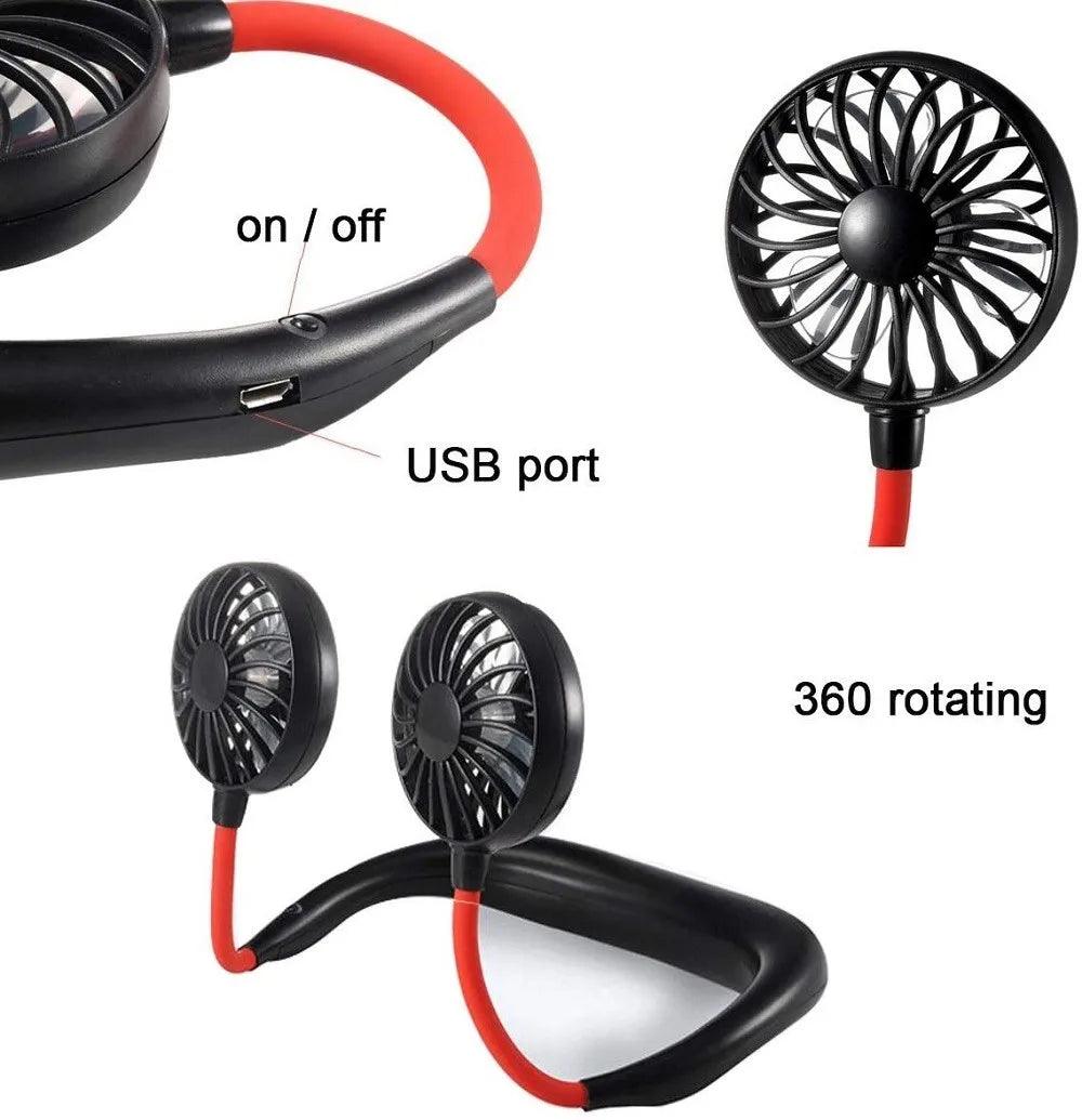 Portable air cooling fan handsfree rechargeable hanging sport neck fan Neckband Fan for sport - Miami beauty1