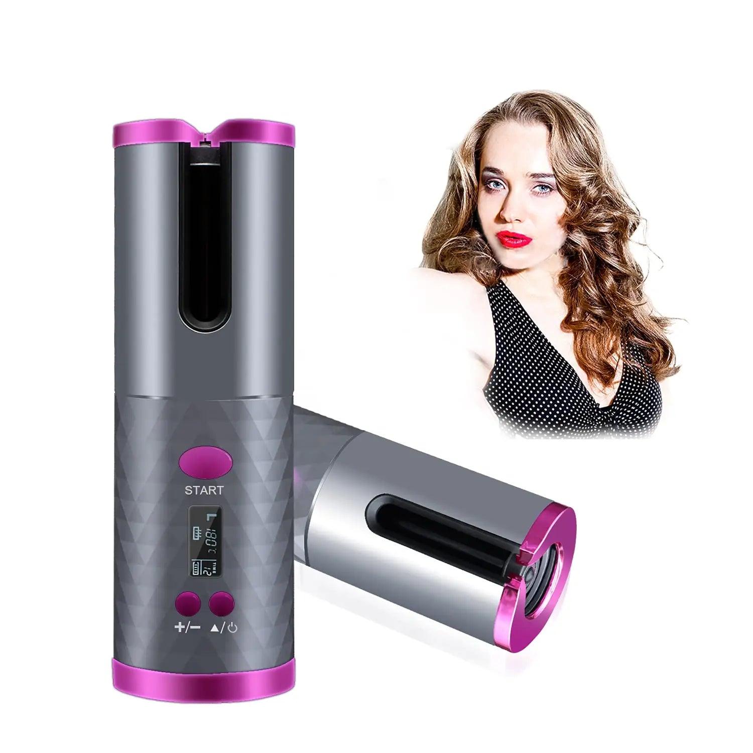 Professional USB Rechargeable Wireless Hair Roller Curler Curling Irons Portable Ceramic Cordless Automatic Hair Curler - Miami beauty1