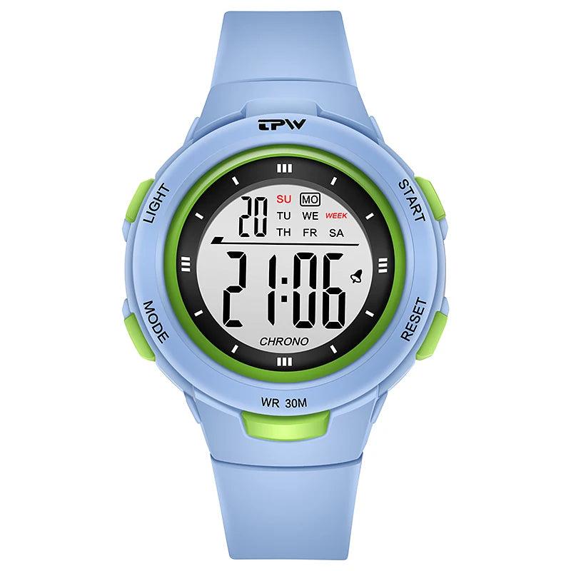 3ATM Waterproof Digital Watch for Sport People Teenager Students 40mm Dial ABS Case with Light Day/Date Feature - Miami beauty1