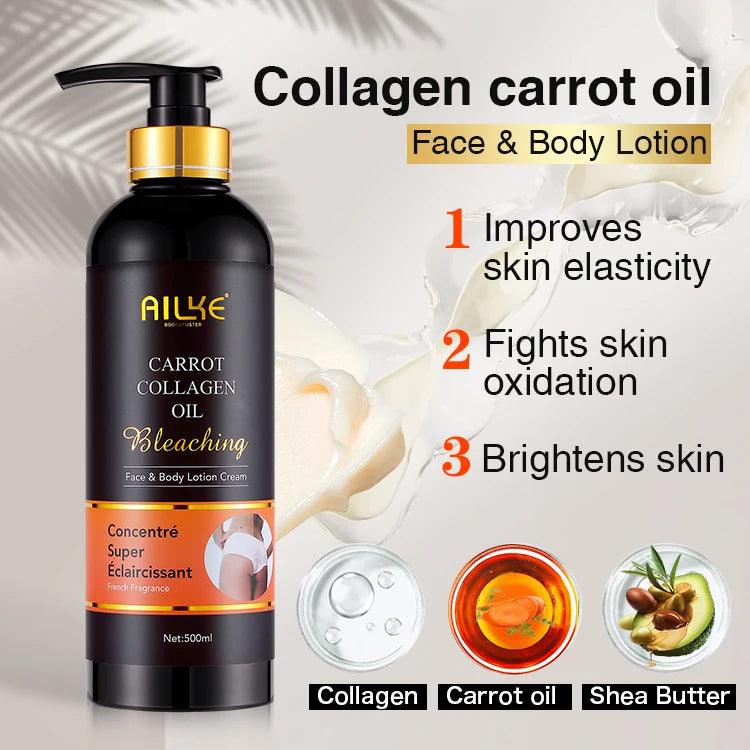 AILKE Body Care Collagen Serum Whitening Dark Spot Face Cream African Black Soap Bleaching Body Lotion Skin Care Set - Miami beauty1