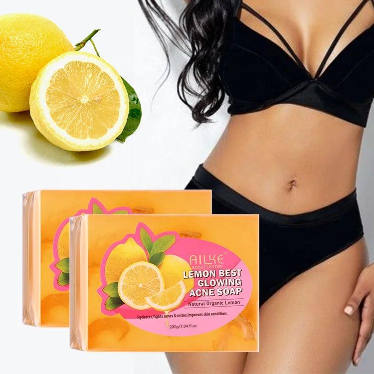 Private Label 200g Organic Alpha Arbutin Skin Glowing Acne Removal Bar Whitening Face Wash Lemon Soap For Black Skin - Miami beauty1