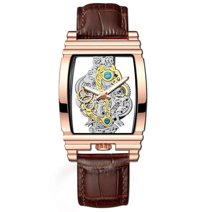 Brand Square Luxury Men Gold Tourbillon Skeleton Automatic Quartz Wrist Watches For Men - Miami beauty1