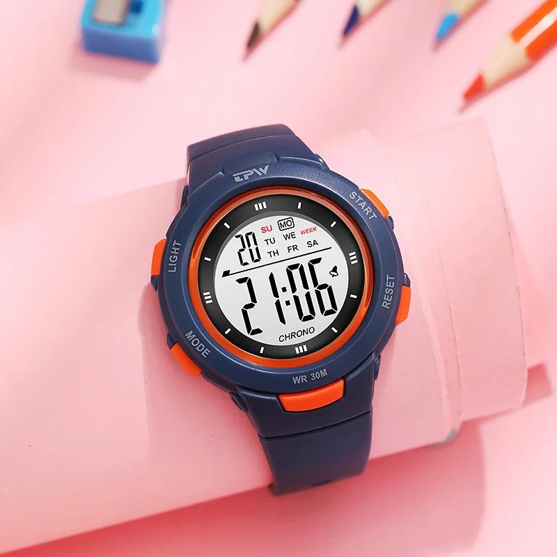 3ATM Waterproof Digital Watch for Sport People Teenager Students 40mm Dial ABS Case with Light Day/Date Feature - Miami beauty1