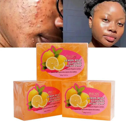 Private Label 200g Organic Alpha Arbutin Skin Glowing Acne Removal Bar Whitening Face Wash Lemon Soap For Black Skin - Miami beauty1