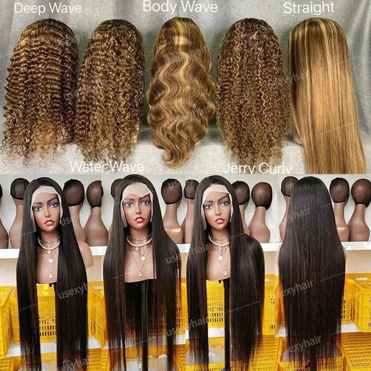 30 32 34 36 38 40 50 inch Human Hair Lace Front Wigs For Black Women Straight Deep Wave Kinky Curly Virgin Raw Indian Hair Wigs - Miami beauty1