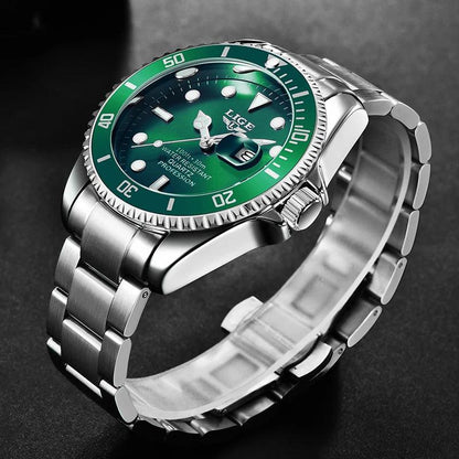 Lige 10045 Fashion Mens Wrist Waterproof Luxury Watch Reloj Male Stainless Steel Wristwatches Quartz Watches - Miami beauty1