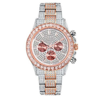 Fashion Iced Out Men Wrist Watch Luxury Hip Hop Jewelry Full Zircon Diamond Stainless Steel Wristwatches Quartz Watches - Miami beauty1