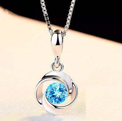 blue crystal pendant female zircon S925 sliver color Necklace colgante sapphire jewelry bizuteria pendant pierscionki Gemstone - Miami beauty1