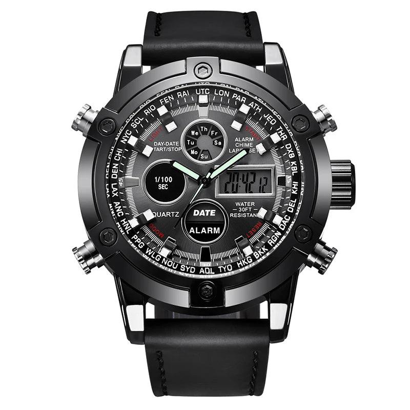 Luxury LED Sport Chronograph Digital Watches Steel Automatic Male Alarm Clock Wristwatch Watches Men Wrist - Miami beauty1