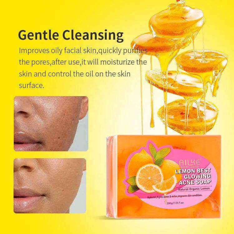 Private Label 200g Organic Alpha Arbutin Skin Glowing Acne Removal Bar Whitening Face Wash Lemon Soap For Black Skin - Miami beauty1