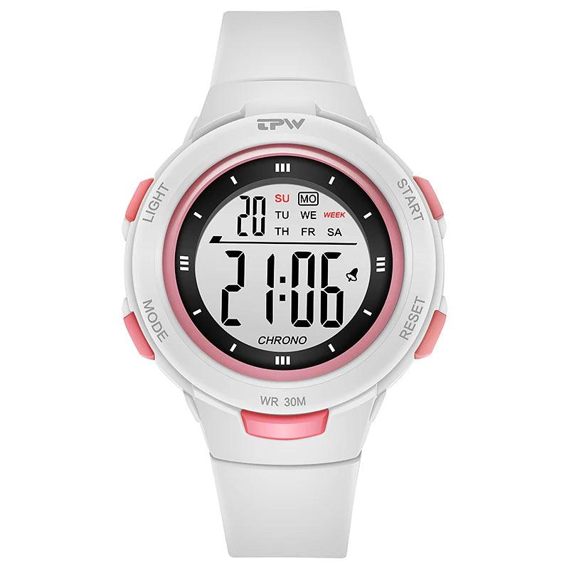 3ATM Waterproof Digital Watch for Sport People Teenager Students 40mm Dial ABS Case with Light Day/Date Feature - Miami beauty1