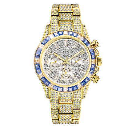 Fashion Iced Out Men Wrist Watch Luxury Hip Hop Jewelry Full Zircon Diamond Stainless Steel Wristwatches Quartz Watches - Miami beauty1