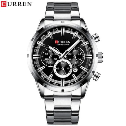 CURREN 8355 Factory Direct New Fashion Watches Reloj Relogio Silver Dials Chronograph Water Resistant Stainless Steel Band Watch - Miami beauty1