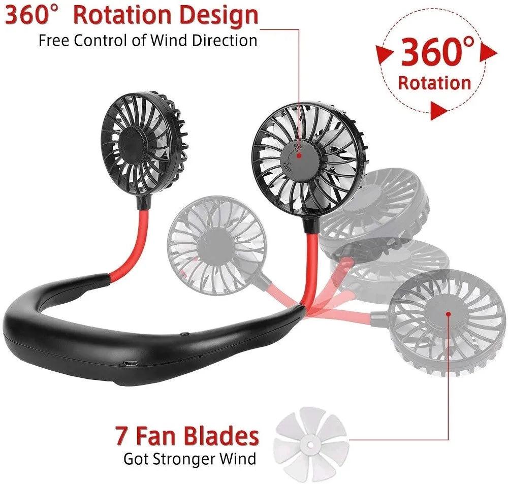 Portable air cooling fan handsfree rechargeable hanging sport neck fan Neckband Fan for sport - Miami beauty1