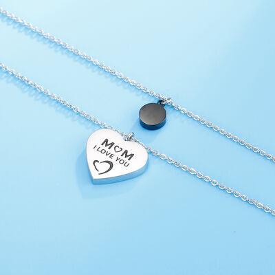 Stainless Steel Double-Layered Heart Pendant Necklace - Miami beauty1