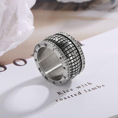 Inlaid Rhinestone Stainless Steel Ring - Miami beauty1