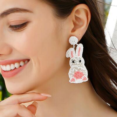 Bead Stainless Steel Rabbit Dangle Earrings - Miami beauty1