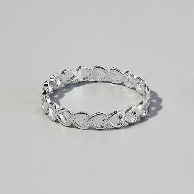 925 Sterling Silver Heart Link Ring - Miami beauty1