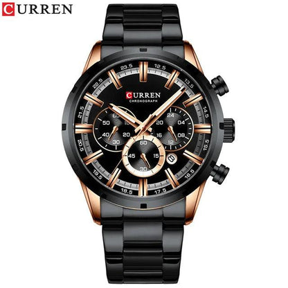 CURREN 8355 Factory Direct New Fashion Watches Reloj Relogio Silver Dials Chronograph Water Resistant Stainless Steel Band Watch - Miami beauty1