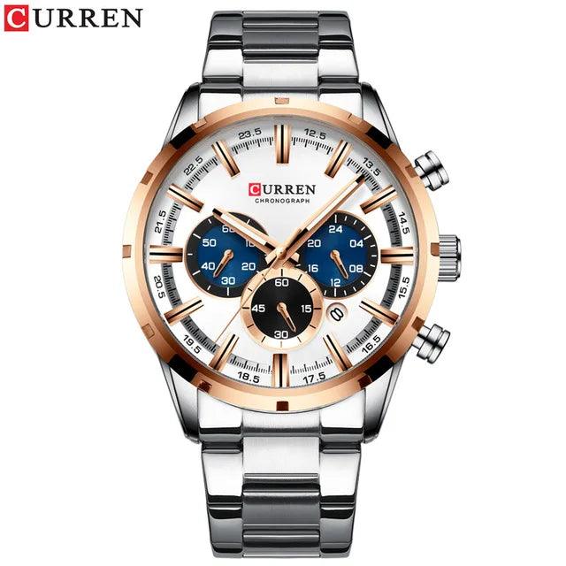 CURREN 8355 Factory Direct New Fashion Watches Reloj Relogio Silver Dials Chronograph Water Resistant Stainless Steel Band Watch - Miami beauty1