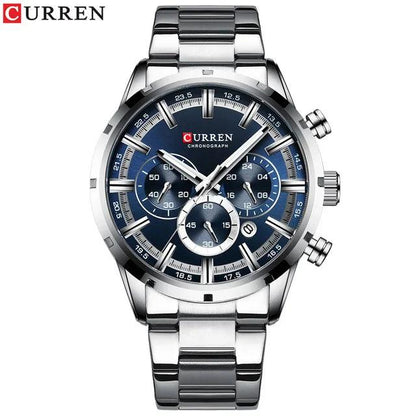 CURREN 8355 Factory Direct New Fashion Watches Reloj Relogio Silver Dials Chronograph Water Resistant Stainless Steel Band Watch - Miami beauty1