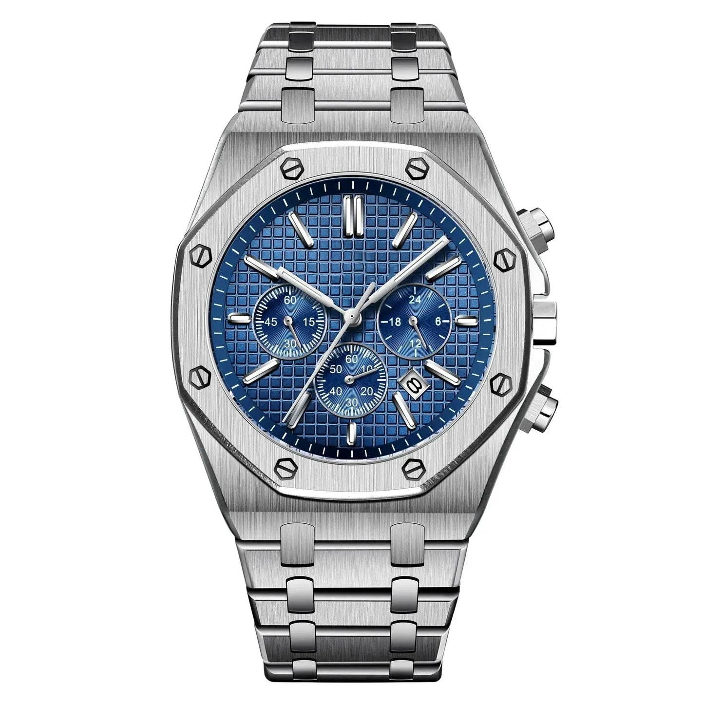 Custom Fashion Water Resistant Stainless Steel Mutli-function Quartz Movement Wrist Watches For Men - Miami beauty1