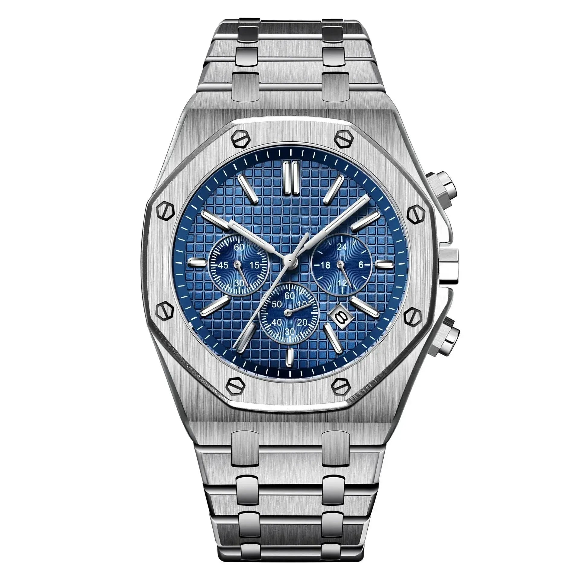 Custom Fashion Water Resistant Stainless Steel Mutli-function Quartz Movement Wrist Watches For Men - Miami beauty1