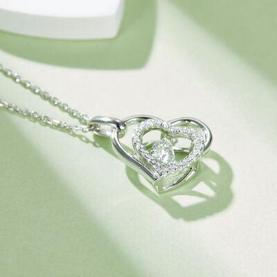 Moissanite 925 Sterling Silver Heart Necklace - Miami beauty1