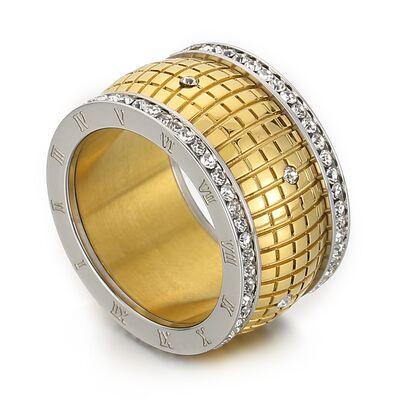 Inlaid Rhinestone Stainless Steel Ring - Miami beauty1