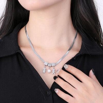 Synthetic Pearl Stainless Steel Necklace - Miami beauty1