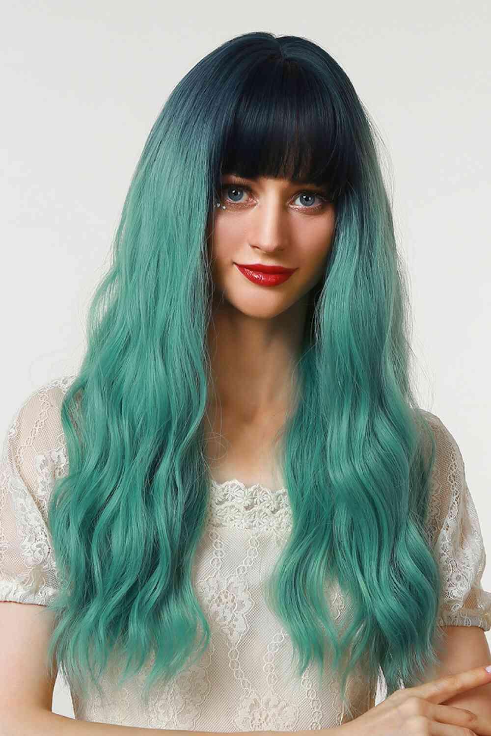 13*1" Full-Machine Wigs Synthetic Long Wave 26" in Seafoam Ombre - Miami beauty1